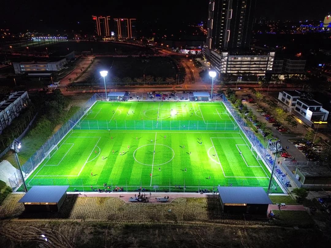 Aerial view of the two ArmourX Sports pitches in Iskandar Puteri