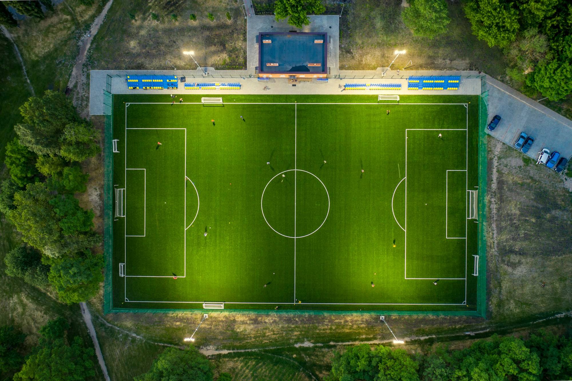 Aerial view of a football field